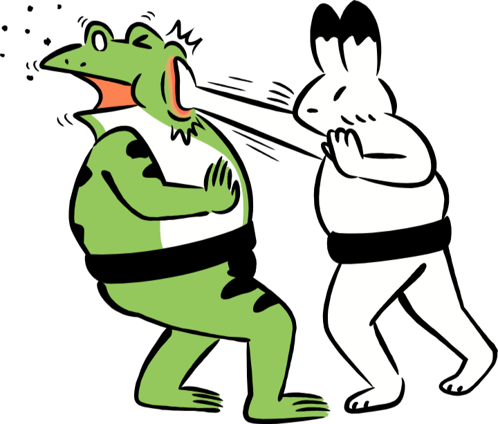 貼り手する力士うさぎ