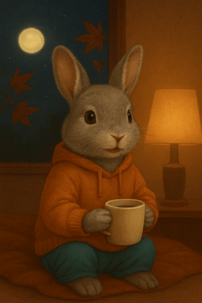 マグカップを持ったウサギ